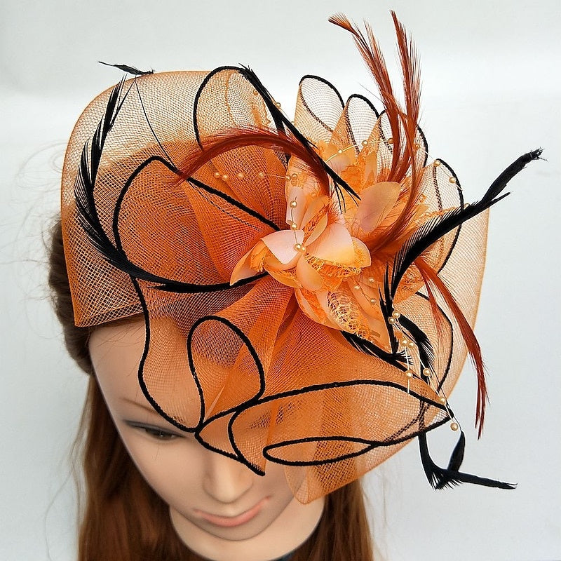 Special Occasion Fascinators Net Wedding Hats Flower Headpiece & Beading - 画像 (6)