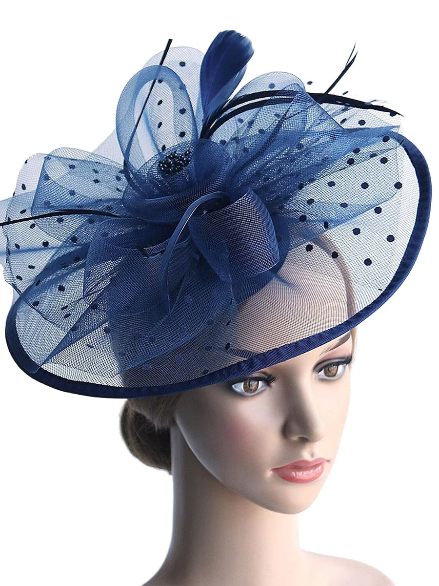 Vintage Organza Fedora Hat Wedding Ladies Day Fascinators/Headpiece with Feather & Bow - Image 6