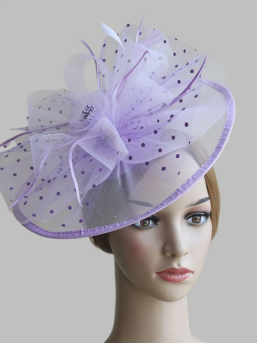 Vintage Organza Fedora Hat Wedding Ladies Day Fascinators/Headpiece with Feather & Bow - Image 7