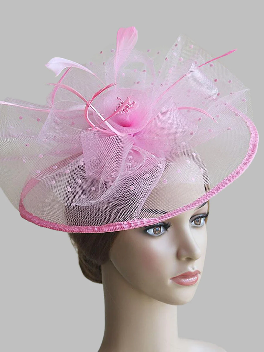 Vintage Organza Fedora Hat Wedding Ladies Day Fascinators/Headpiece with Feather & Bow - Image 10