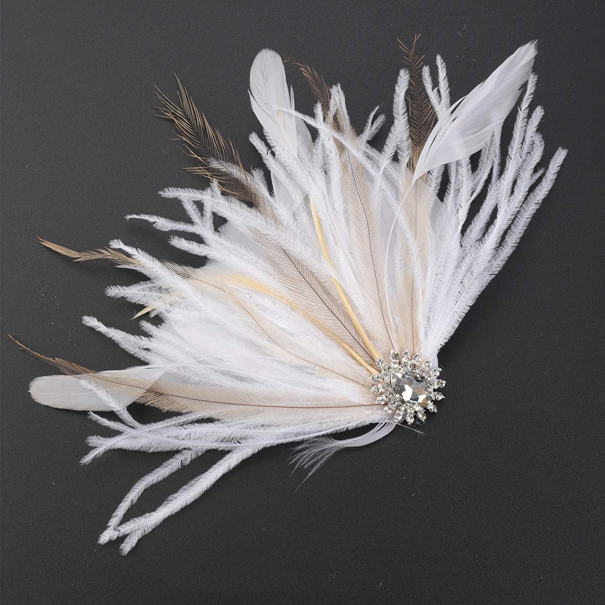 White Vintage Classical Feather Wedding Elegant Hat Fascinators/Headpiece with Crystal - Image 7