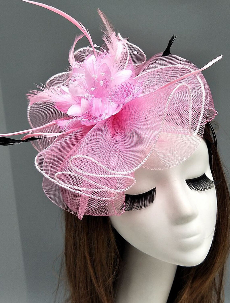 Women's Net Ladies Day Horse Race Flower Wedding Headpiece/Headwear With Feather - 画像 (2)