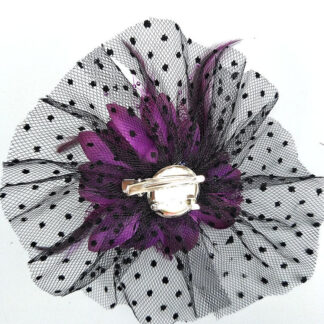 Dark Purple Net Hat Wedding Evening Party Flower Feather Fascinator/Headband