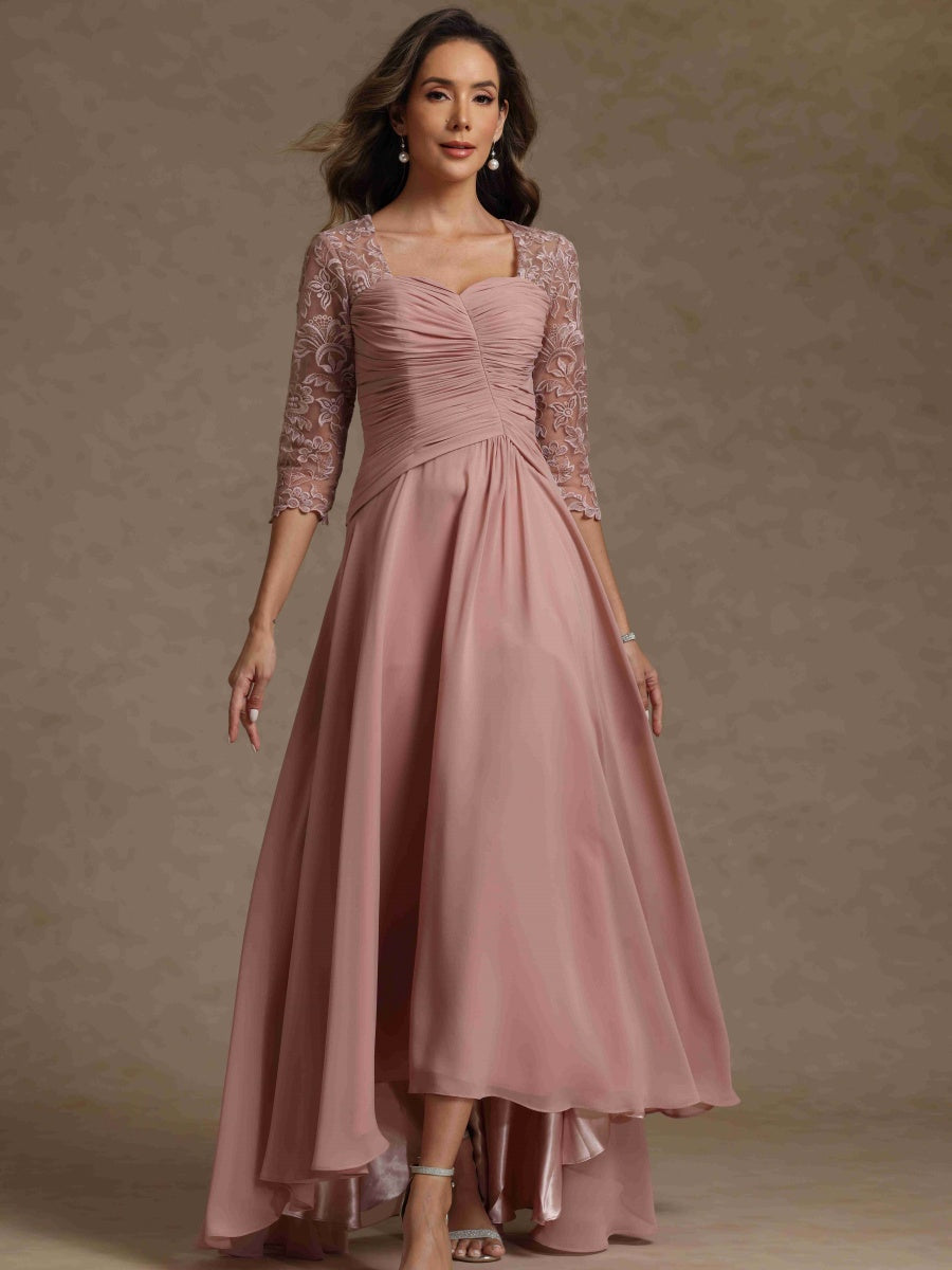 A-Line/Princess Sweetheart Half Sleeves Mother of the Bride Dresses With Lace - 画像 (4)
