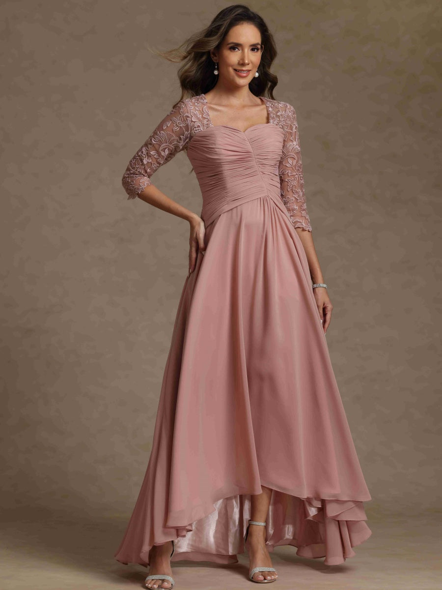 A-Line/Princess Sweetheart Half Sleeves Mother of the Bride Dresses With Lace - 画像 (5)