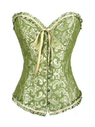 Women‘s Hook & Eye Tummy Control Push Up Jacquard Overbust Corsets for Wedding Party Birthday