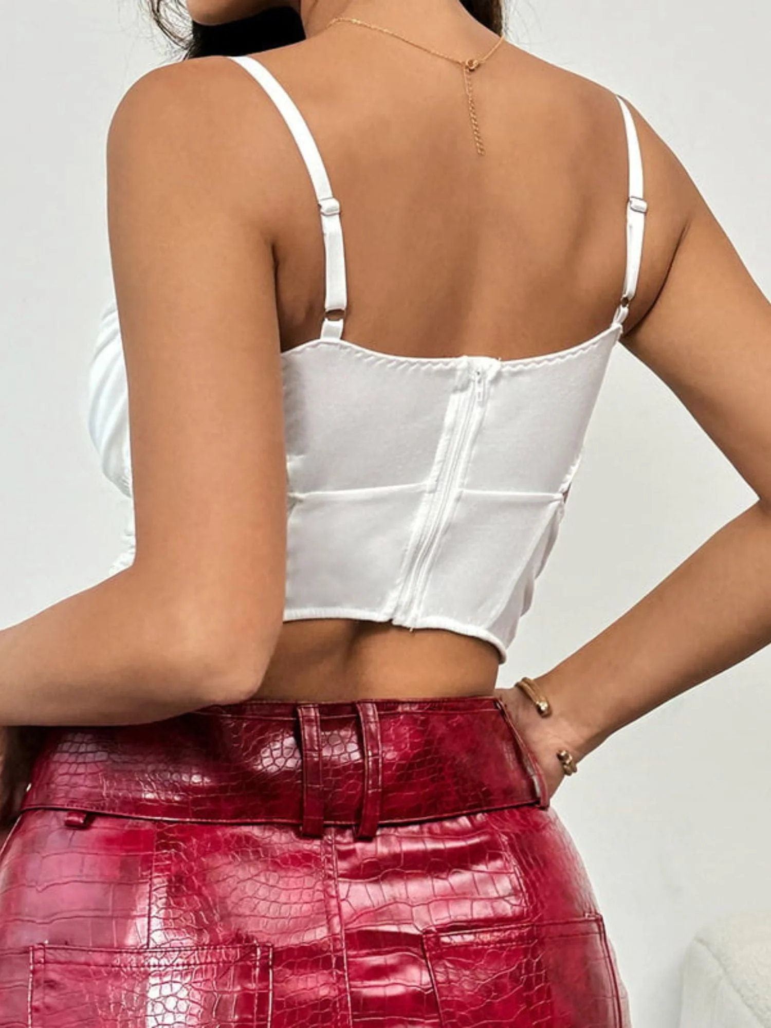 White Mesh Ruffle Cutout Corset Bra Shapewear - Image 4