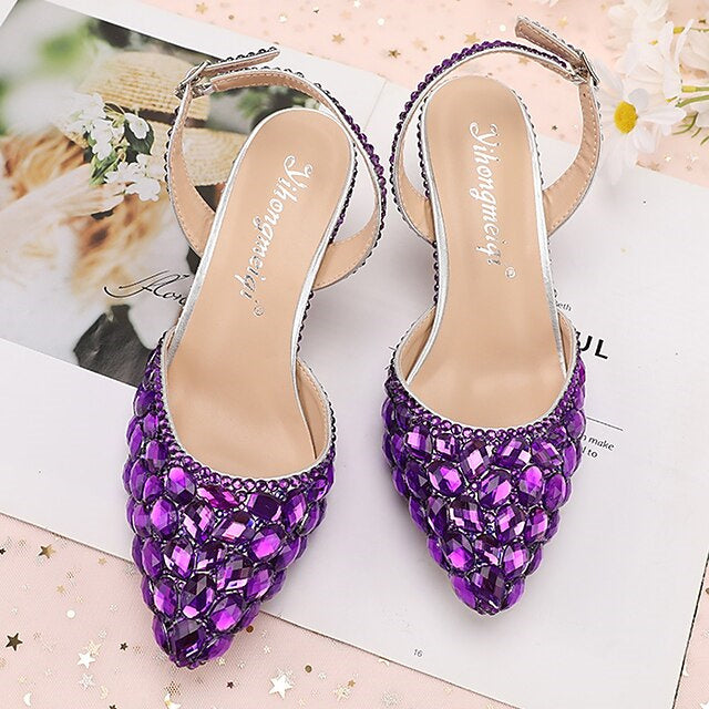 Women's Wedding Shoes Sandals Bling Bling Pointed Toe High Heel Wedding Heels Bridal Shoes - Image 13
