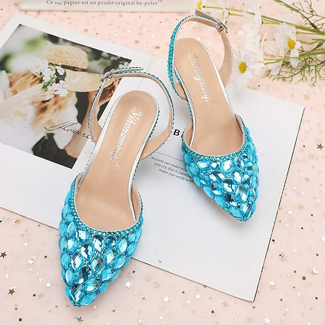Women's Wedding Shoes Sandals Bling Bling Pointed Toe High Heel Wedding Heels Bridal Shoes - Image 11
