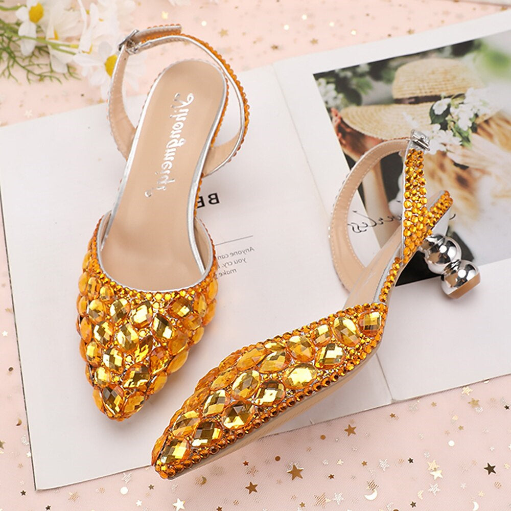 Women's Wedding Shoes Sandals Bling Bling Pointed Toe High Heel Wedding Heels Bridal Shoes - Image 6
