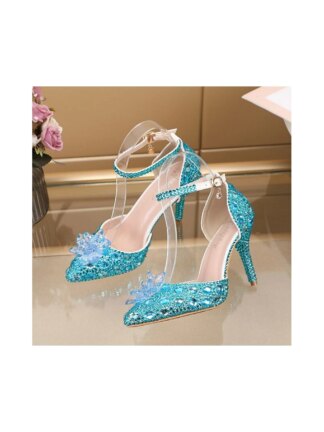 Women's Wedding  Shoes Closed Toe Pointed Toe Silver Blue Colorful PU Pumps Bridal Shoes
