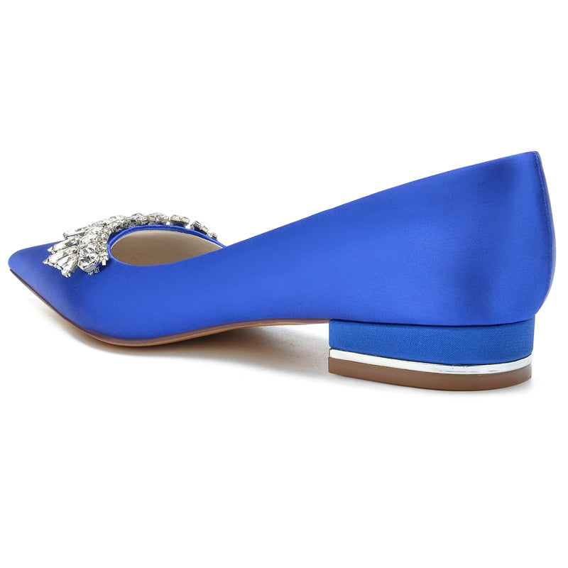 Women's Wedding Shoes Closed Toe Low Heel Elegant Rhinestone Bridal Shoes - Image 5