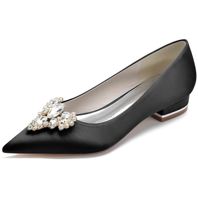 Women's Wedding Shoes Royal Blue Pointed Toe Low Heel Bridal Shoes with Rhinestone - 이미지 13