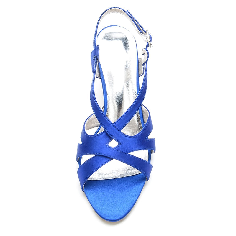 Women's Wedding Shoes Open Toe Crossed Straps Buckle Elegant Bridal Shoes - 画像 (3)