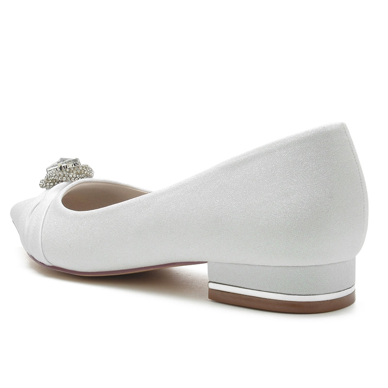 Women's Wedding Shoes Pointed Toe Elegant Bridal Shoes with Rhinestone & Beadings & Ruffles - 이미지 4