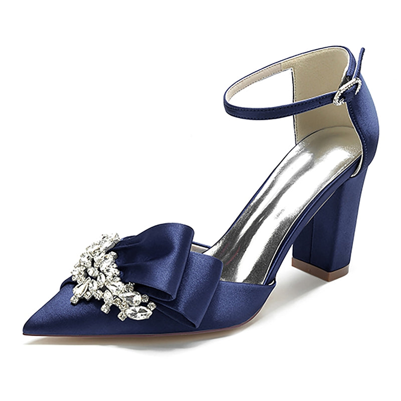 Women's Wedding Shoes Pointed Toe Luxurious Buckle Bridal Shoes with Rhinestone & Ruffles - 이미지 8