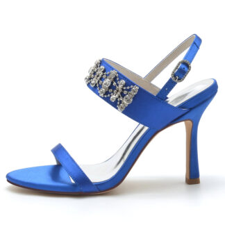 Women's Wedding Shoes Peep Toe High Heel Rhinestone Chain Luxury Buckle Bridal Shoes