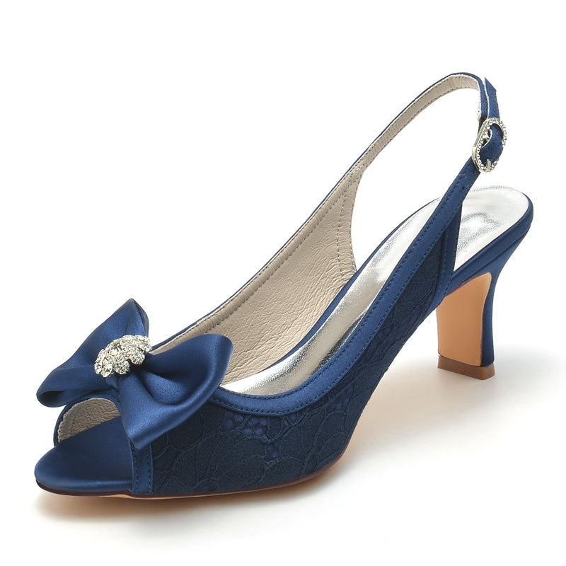 Women's Wedding Shoes Peep Toe Exquisite Lace Buckle Bridal Shoes with Rhinestone & Bow(s) - 이미지 6