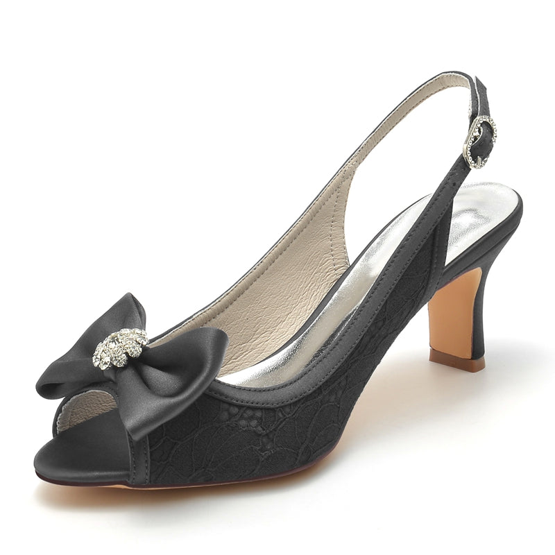 Women's Wedding Shoes Peep Toe Exquisite Lace Buckle Bridal Shoes with Rhinestone & Bow(s) - 이미지 8