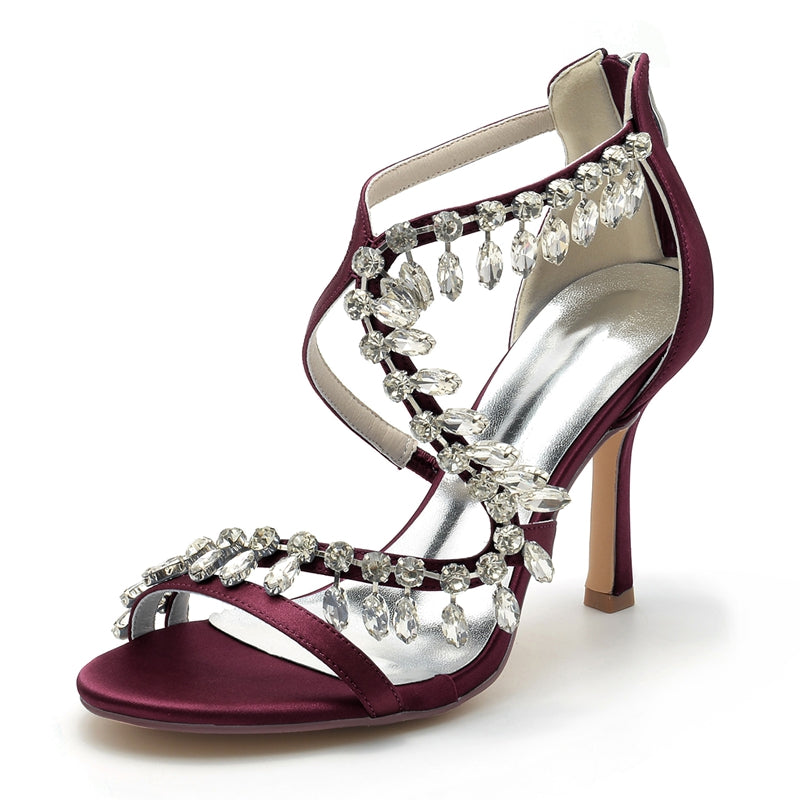 Women's Wedding Shoes Stiletto Heel Asymmetrical Straps Chic Bridal Shoes with Rhinestone - 이미지 11