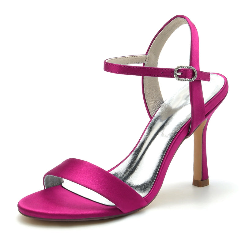 Women's Wedding Shoes Opened Toe High Heel Elegant Simple Buckle Bridal Shoes - Image 6