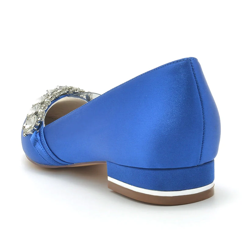 Women's Wedding Shoes Champagne Pointed Toe Low Heel Luxurious Rhinestone Bridal Shoes - 画像 (4)