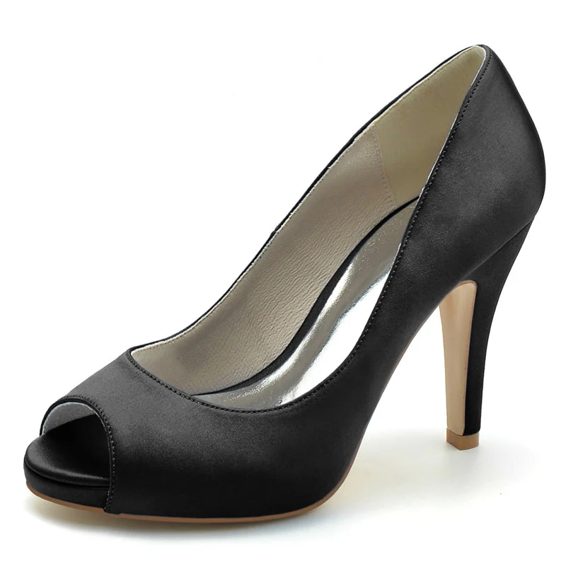 Women's Wedding Shoes Royal Blue Peep Toe High Heel Comfortable Elegant Bridal Shoes - Image 12