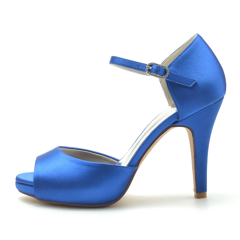 Women's Wedding Shoes Peep Toe Stiletto Heel High-End Minimalism Buckle Bridal Shoes - 画像 (2)