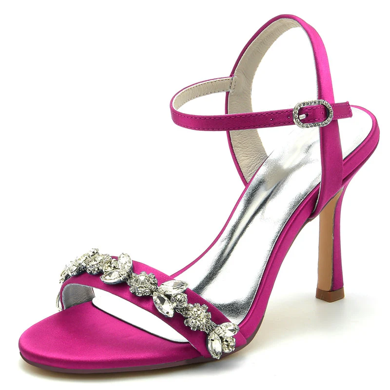 Women's Wedding Shoes Stiletto Heel Stylish Buckle Bridal Shoes with Rhinestone - 이미지 7