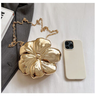 Gold PVC Acrylic Sweet Flower Daily Mini Wedding Party Clutch Bag