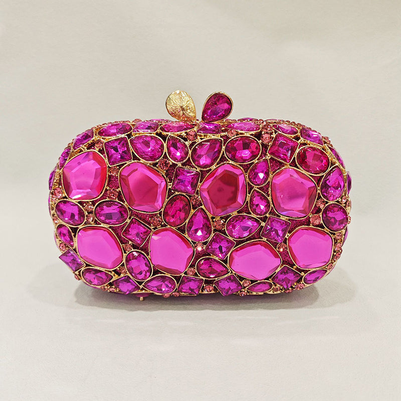 Elegant Retro Irregular Glass Diamond Encrusted Square Evening Wedding Party Clutch Bag - 이미지 15