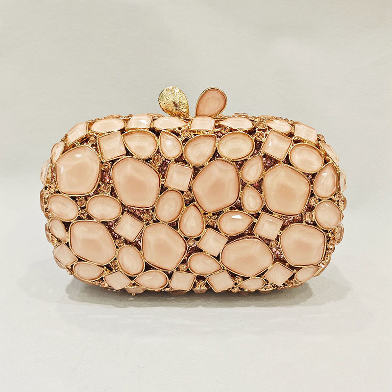 Elegant Retro Irregular Glass Diamond Encrusted Square Evening Wedding Party Clutch Bag - 이미지 7