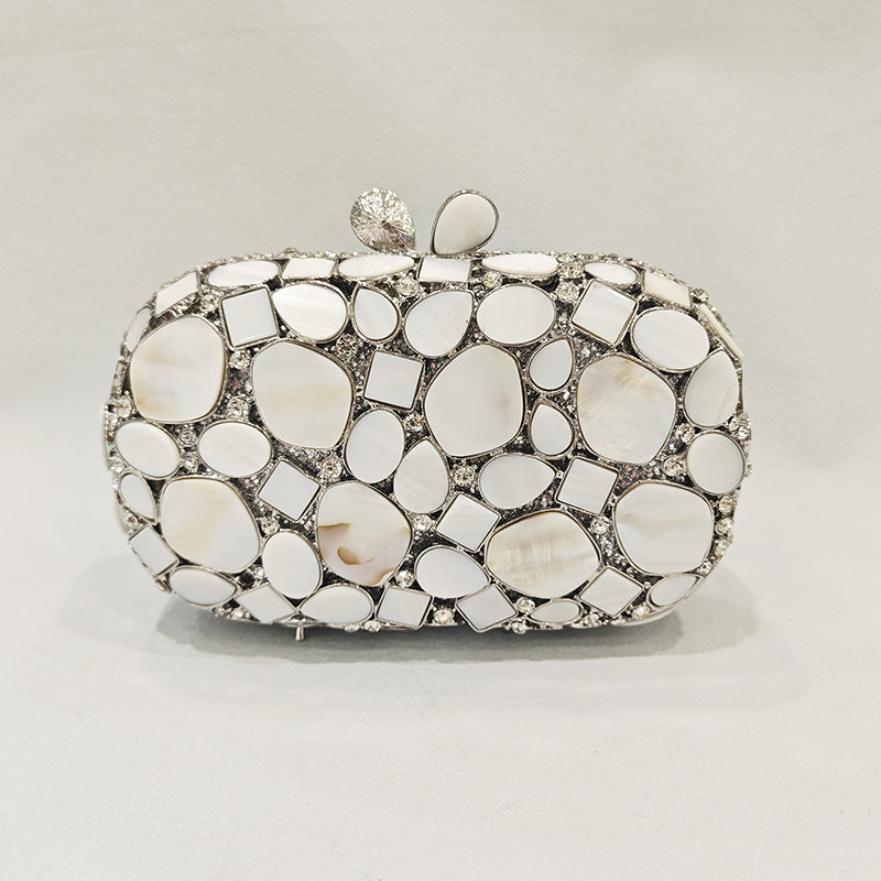 Elegant Retro Irregular Glass Diamond Encrusted Square Evening Wedding Party Clutch Bag - 이미지 6