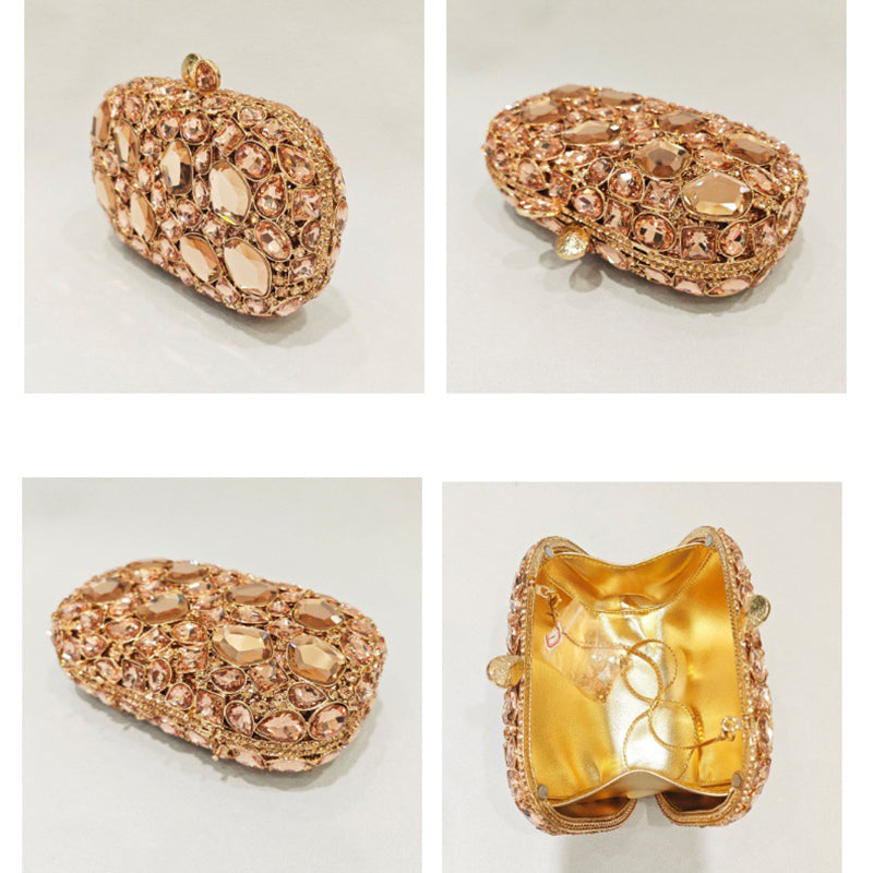 Elegant Retro Irregular Glass Diamond Encrusted Square Evening Wedding Party Clutch Bag - 이미지 2