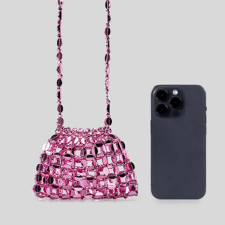 Chic Acrylic Sequins Elegant Weave Chain Evening Clutch Bag with Beadings