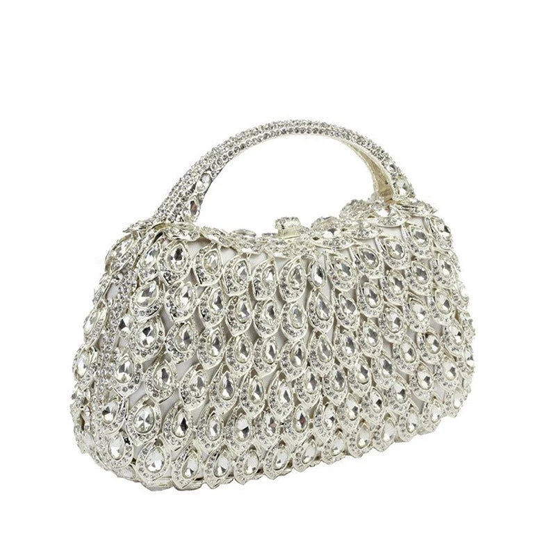 Retro Luxurious Wedding Party Evening Square HandBag with Rhinestone - Image 2