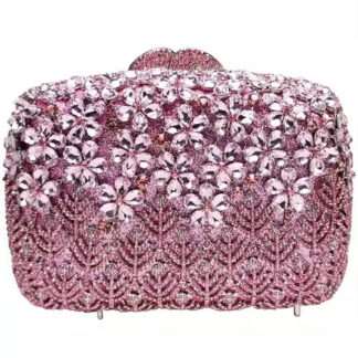 Women's Clutches & Evening Bags with Pink Flower Diamond