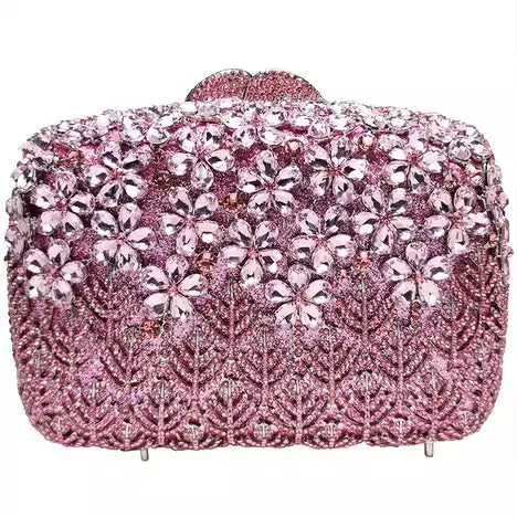 Women's Clutches & Evening Bags with Pink Flower Diamond - Image 2