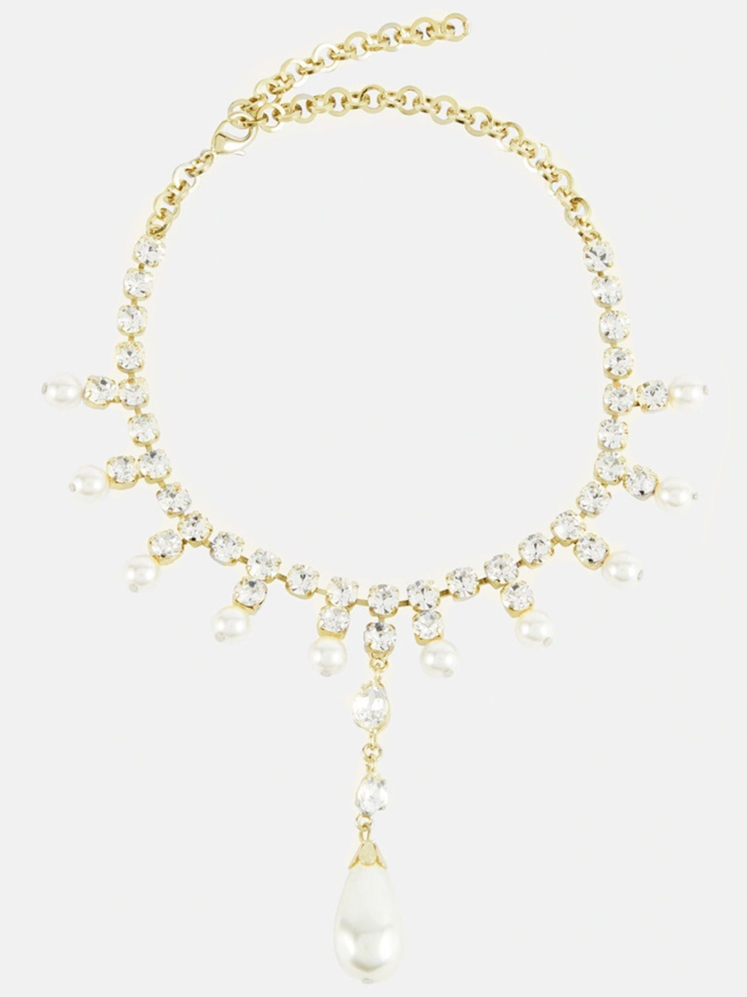 Fashion Simple Pearl Diamond Tassel Sparkling Necklace Accessories - 画像 (7)