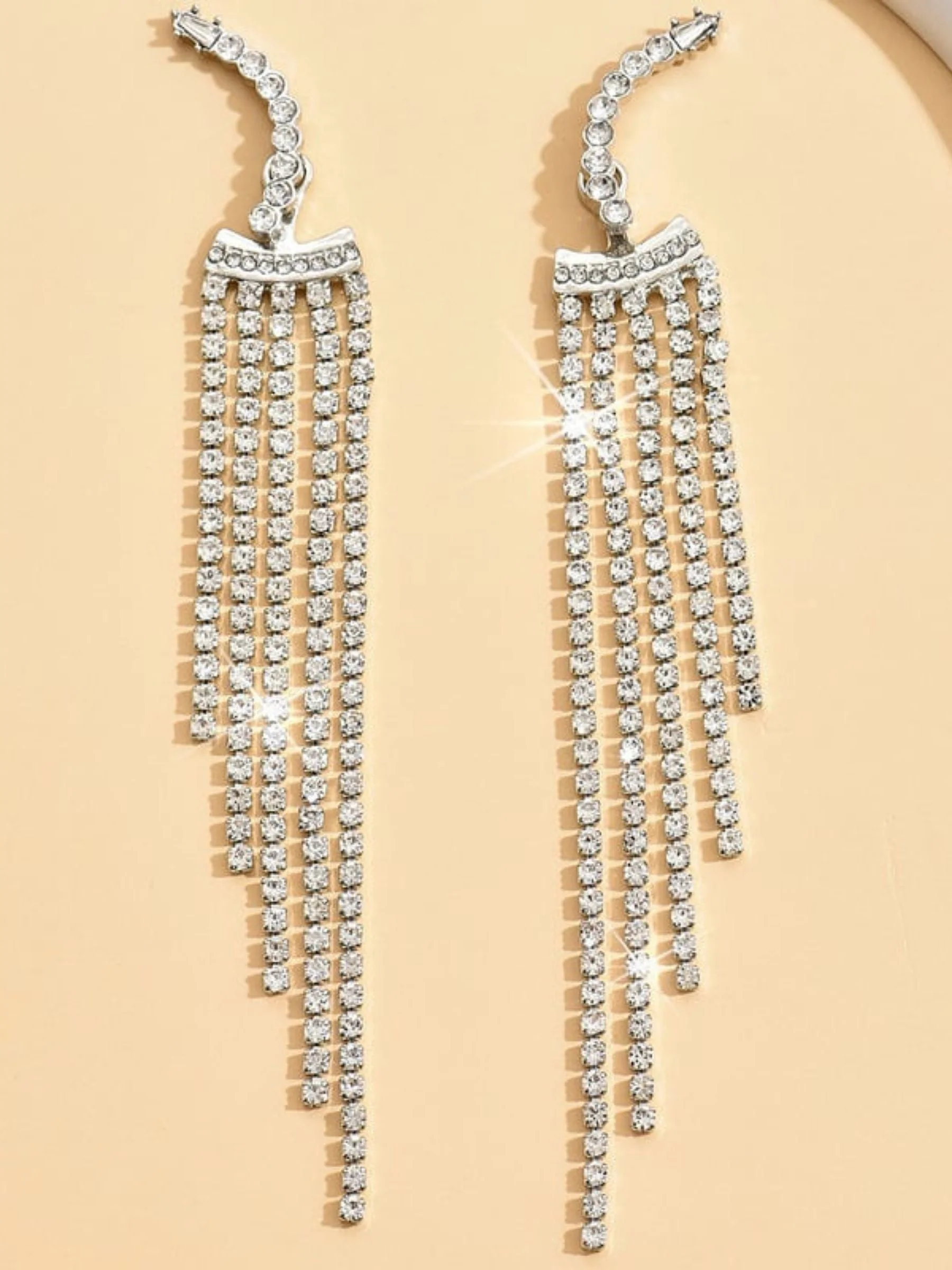 Elegant Luxury Exquisite Tassel Crystal Long Earrings - Image 4