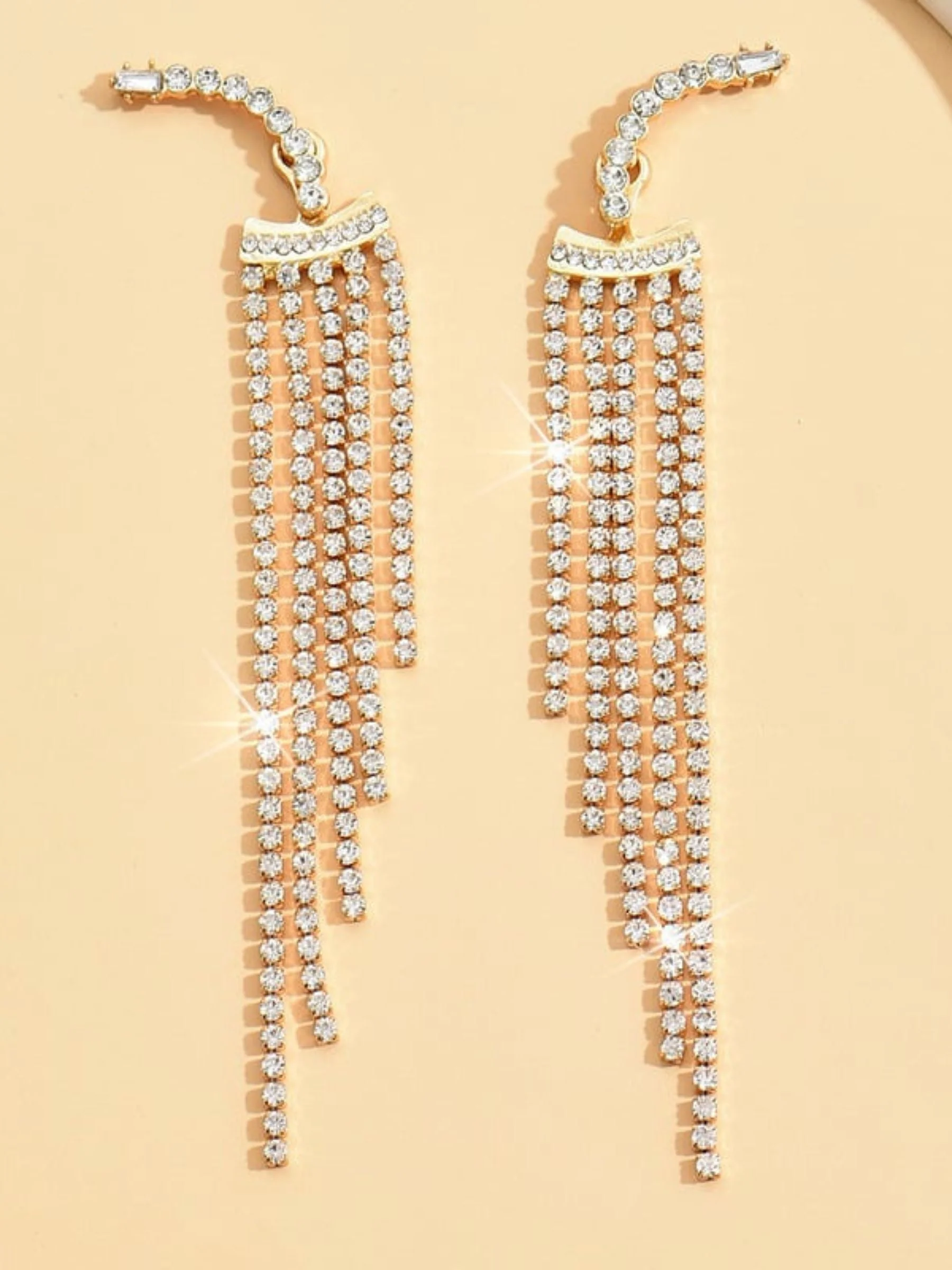 Elegant Luxury Exquisite Tassel Crystal Long Earrings - Image 5