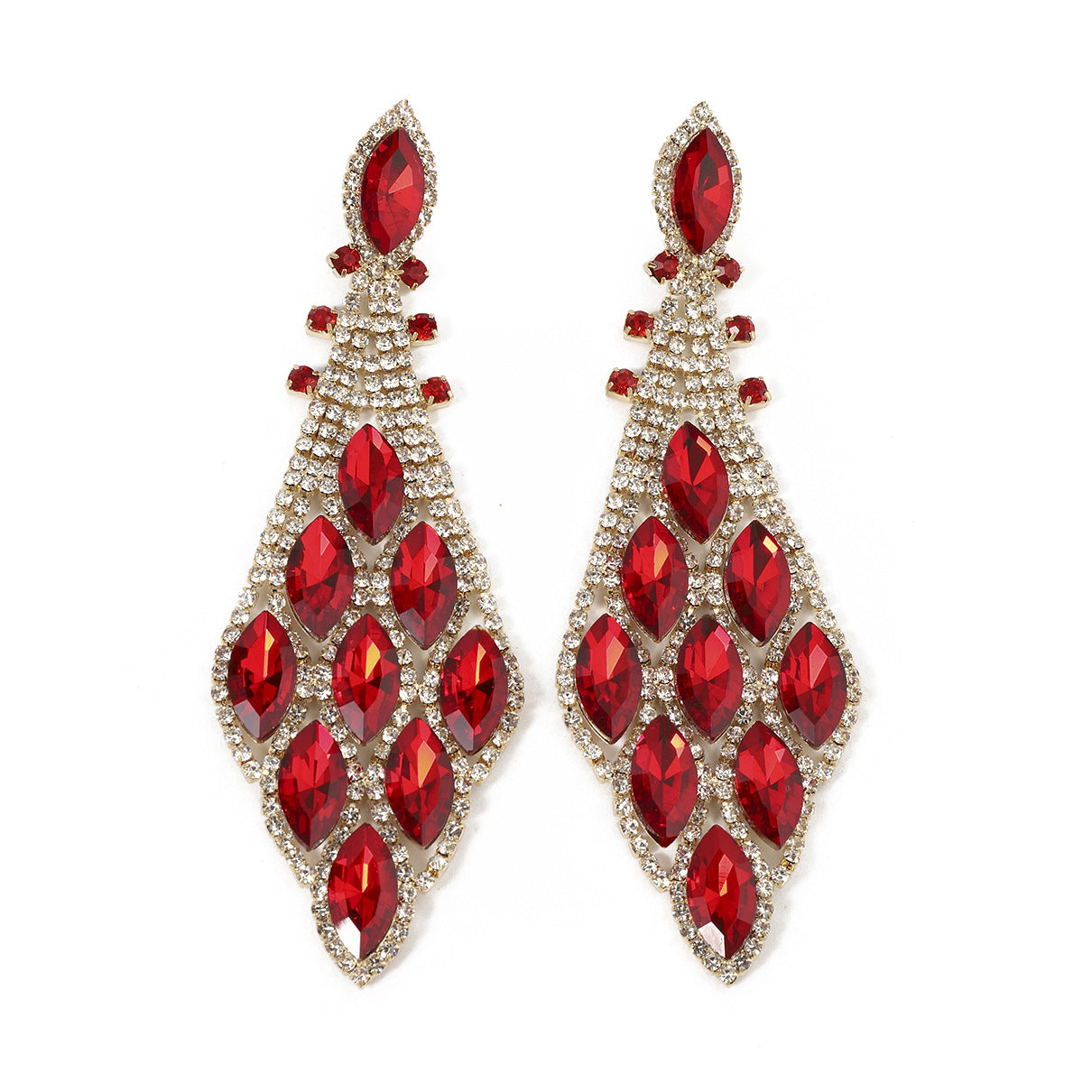 Retro Exaggerated Fashion Glass Rhinestone Elegant Earrings - Image 2