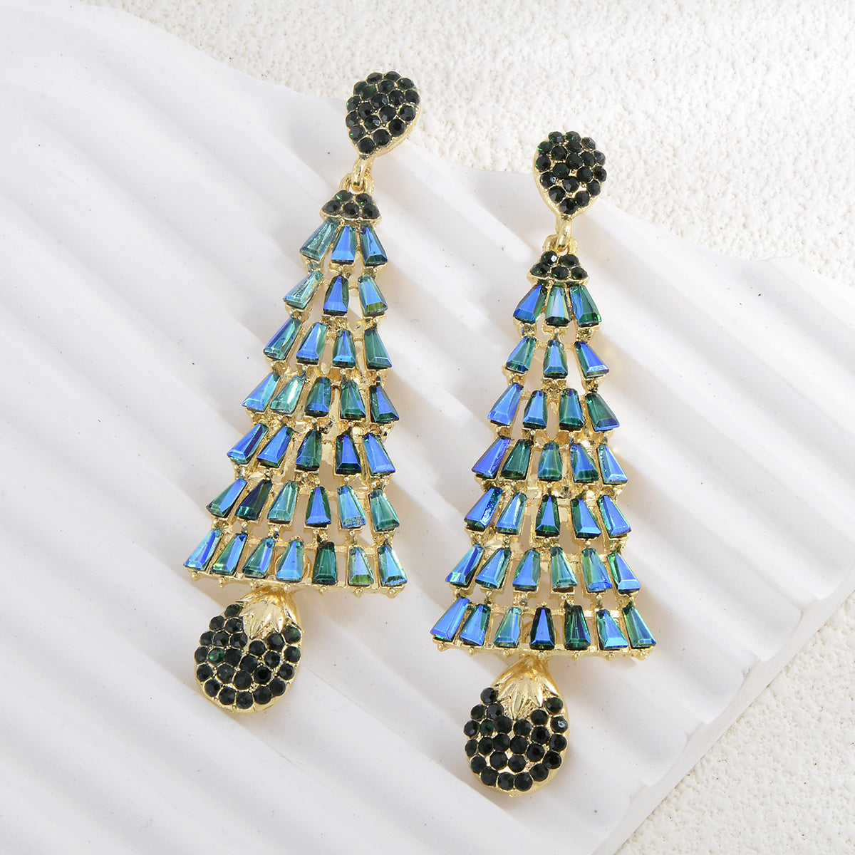 Sweet Christmas Rhinestone Tassel Stylish Long Earrings - 画像 (8)
