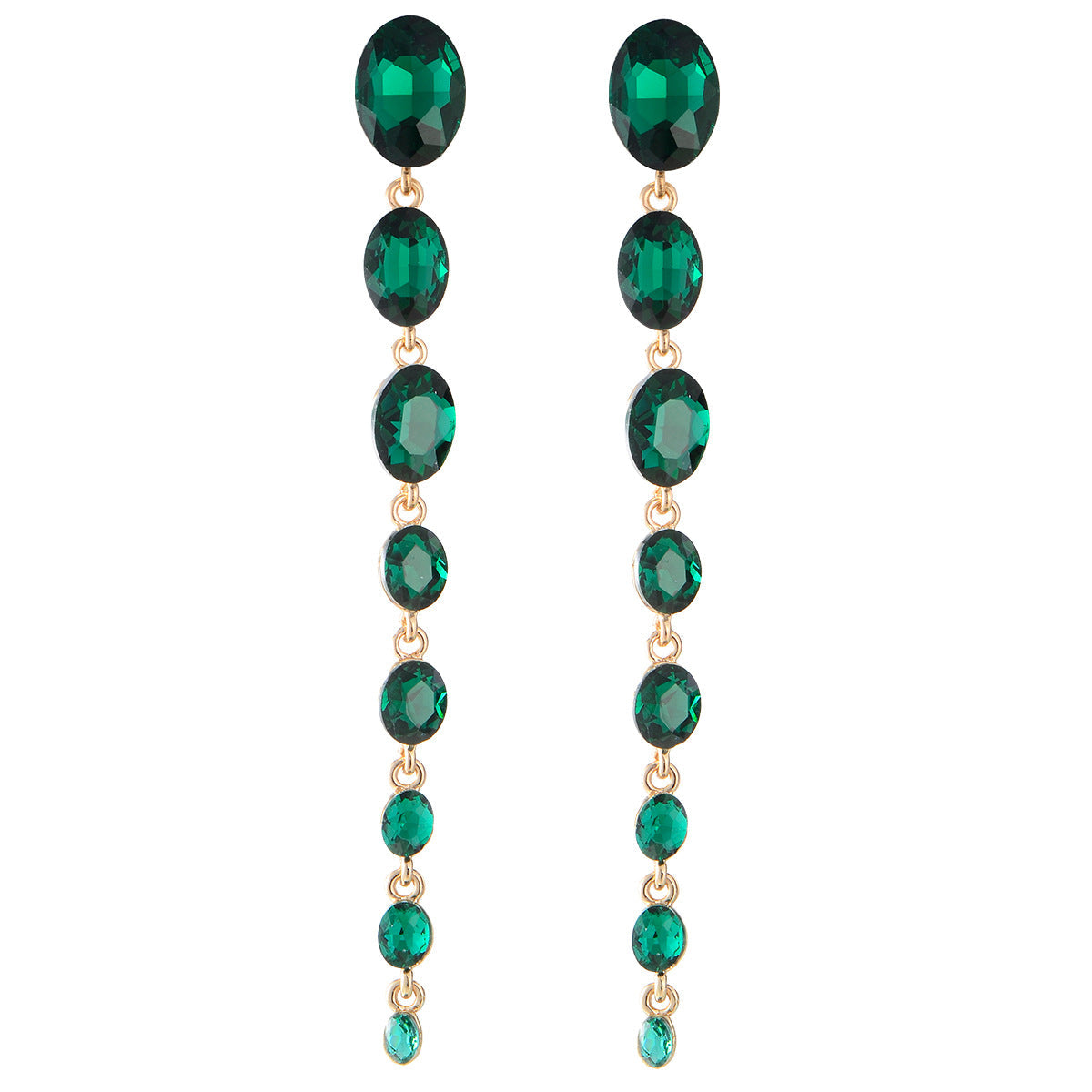 Exaggerated Long Alloy Rhinestone Fashion Earrings - Image 6
