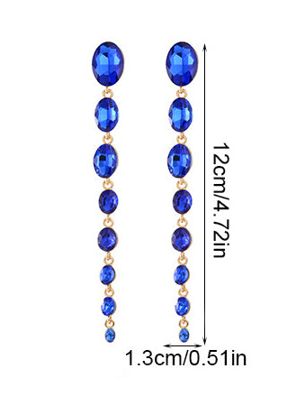 Exaggerated Long Alloy Rhinestone Fashion Earrings - Image 5