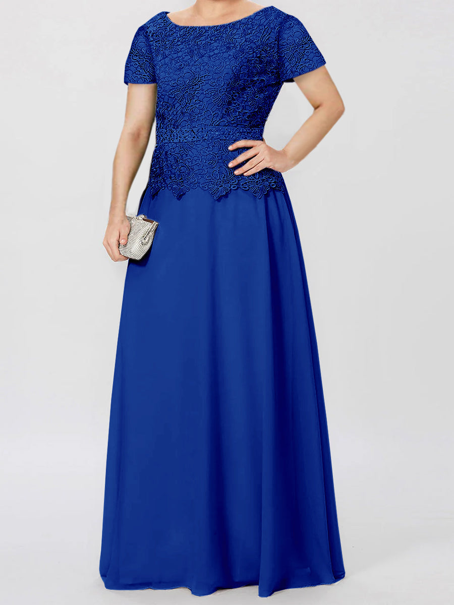 A-Line/Princess Short Sleeves Mother of the Bride Dresses with Applique & Sequins - 이미지 45