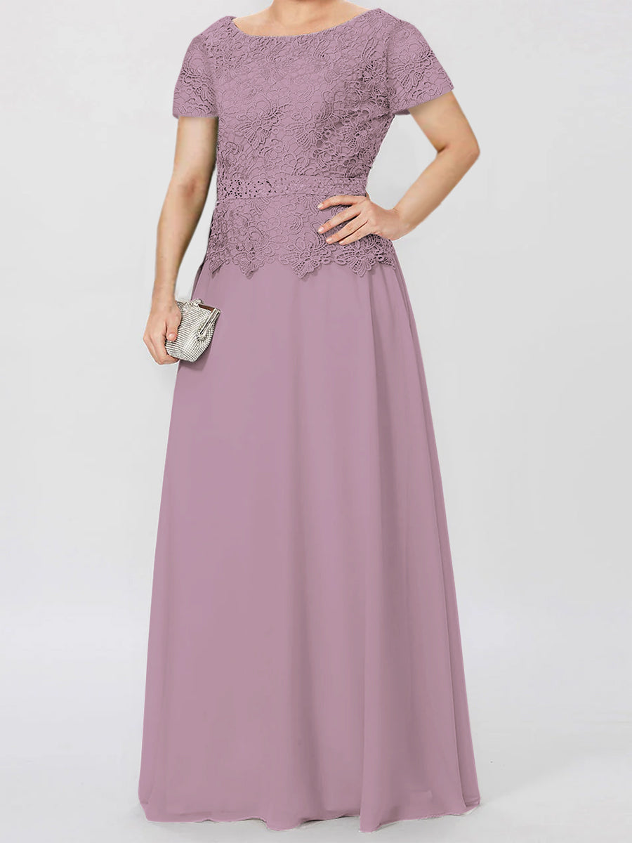 A-Line/Princess Short Sleeves Mother of the Bride Dresses with Applique & Sequins - 이미지 9