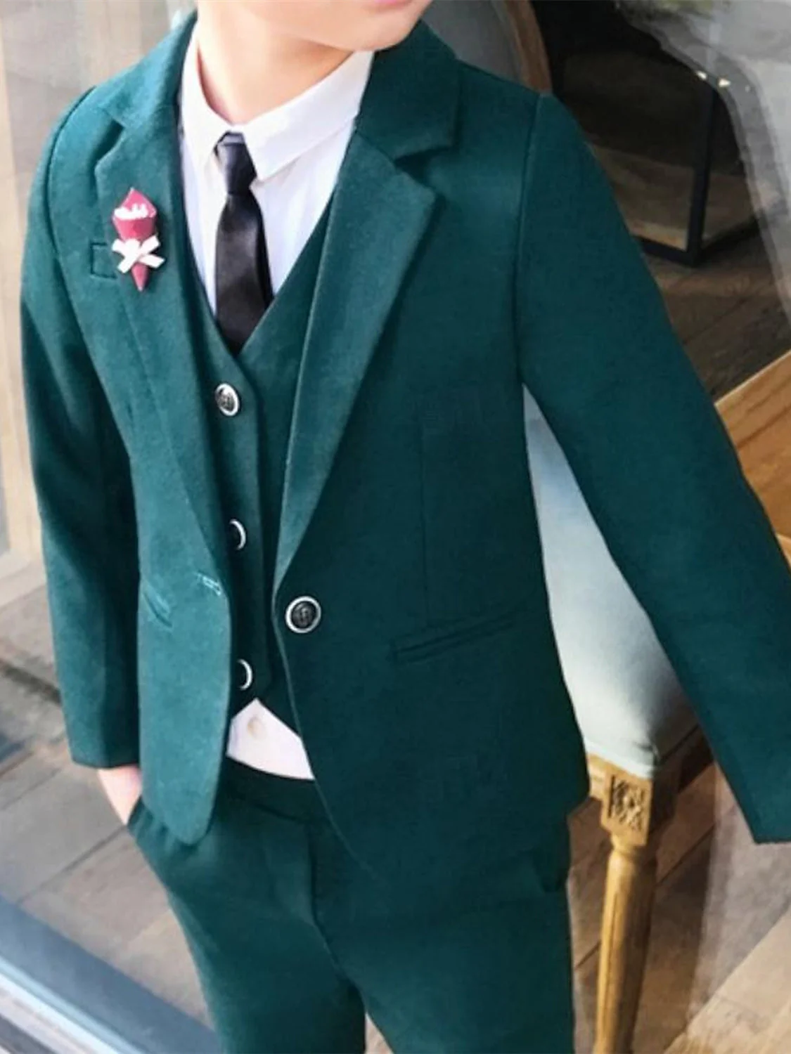 Boys Suit & Blazer Clothing Set 3 Pieces Tank Pants Long Sleeves Wedding Suit Sets - 画像 (6)