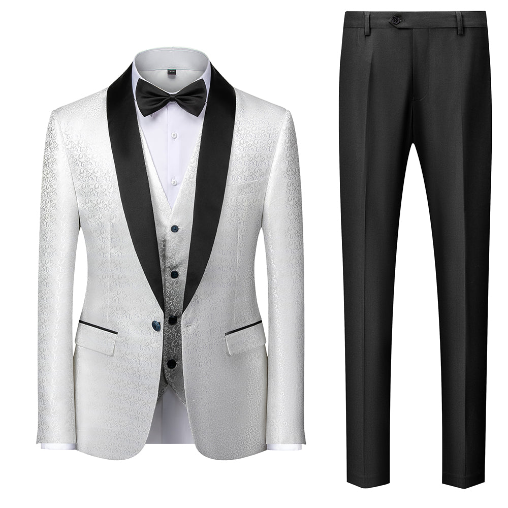 Red Blue Black White Men's Tailored Fit Single Breasted One-button 3 Pieces Printed Prom Party Suits - 이미지 6