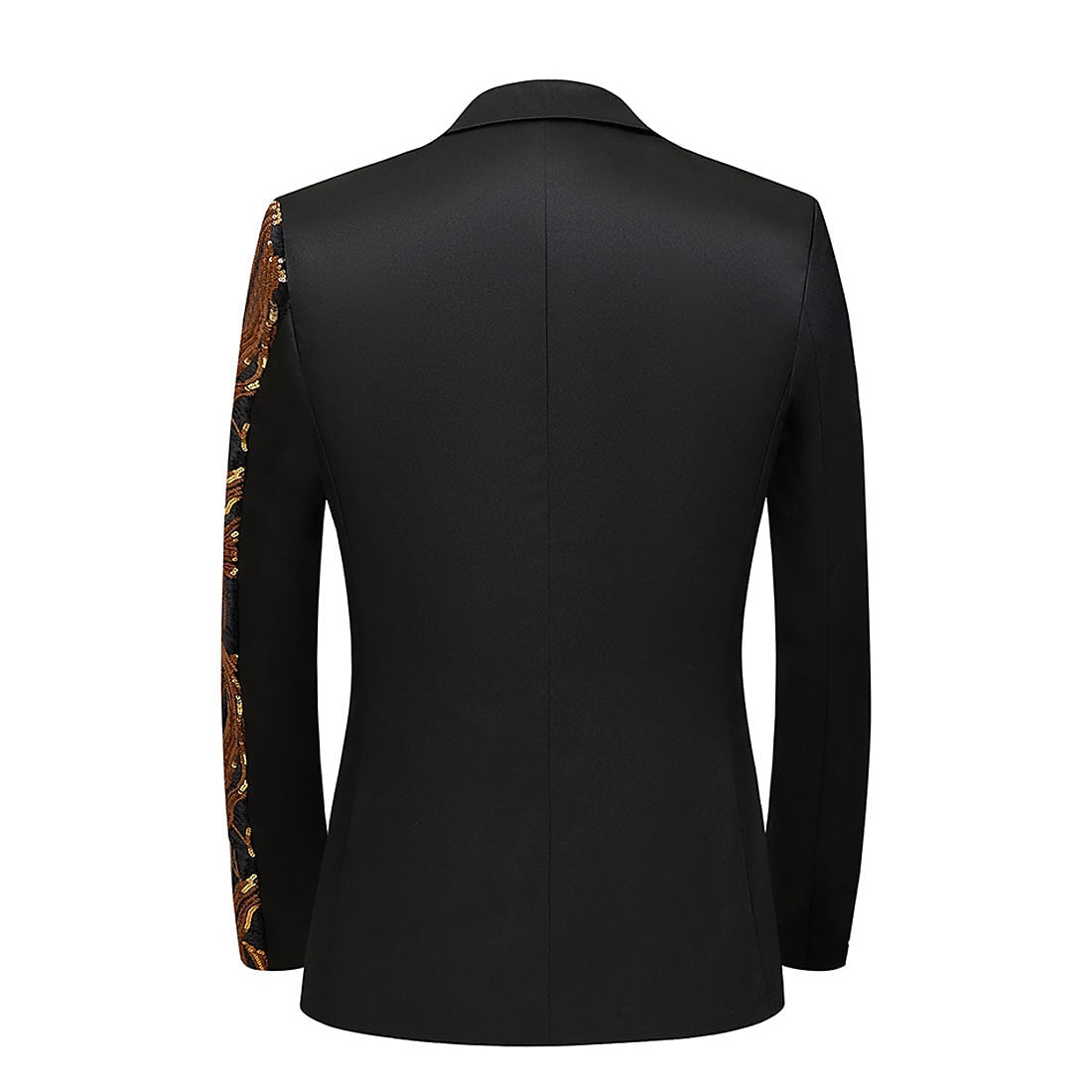 Gold Red Men's Tailored Fit Single Breasted One-button Sequins Party Jacket - 이미지 2